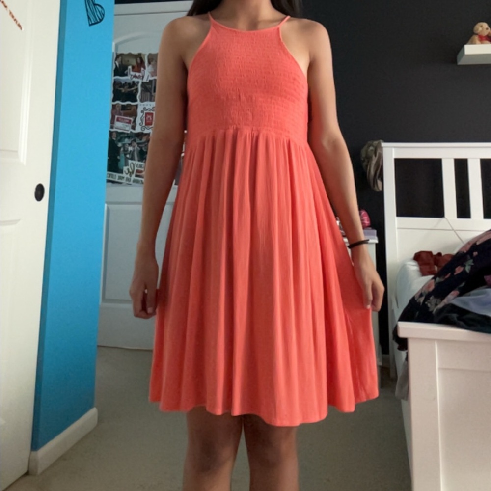 Mossimo Supply Co Orange Halter Neck A-Line Mini Dress